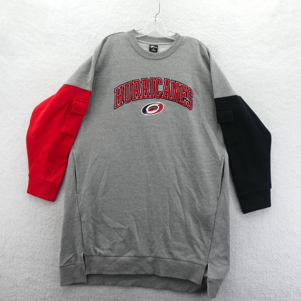 GIII Carolina Hurricanes Sweatshirt Dress Women Medium‎ Gray Colorblock Fleece